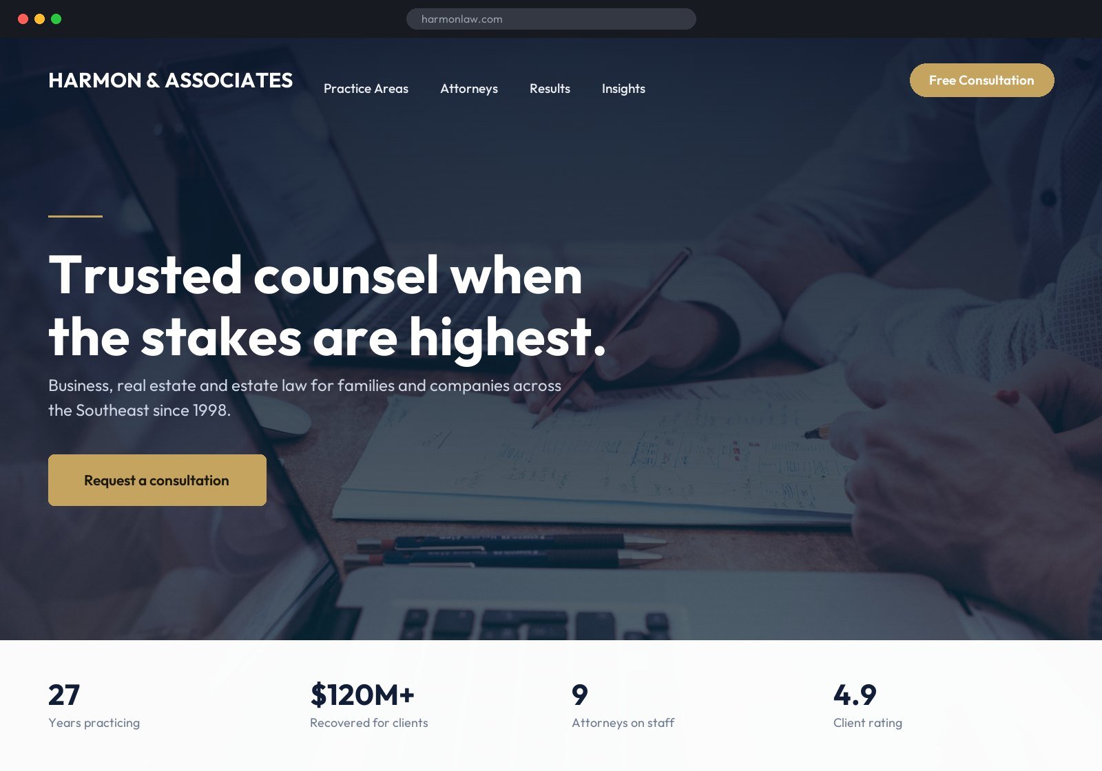 Law firm website concept design